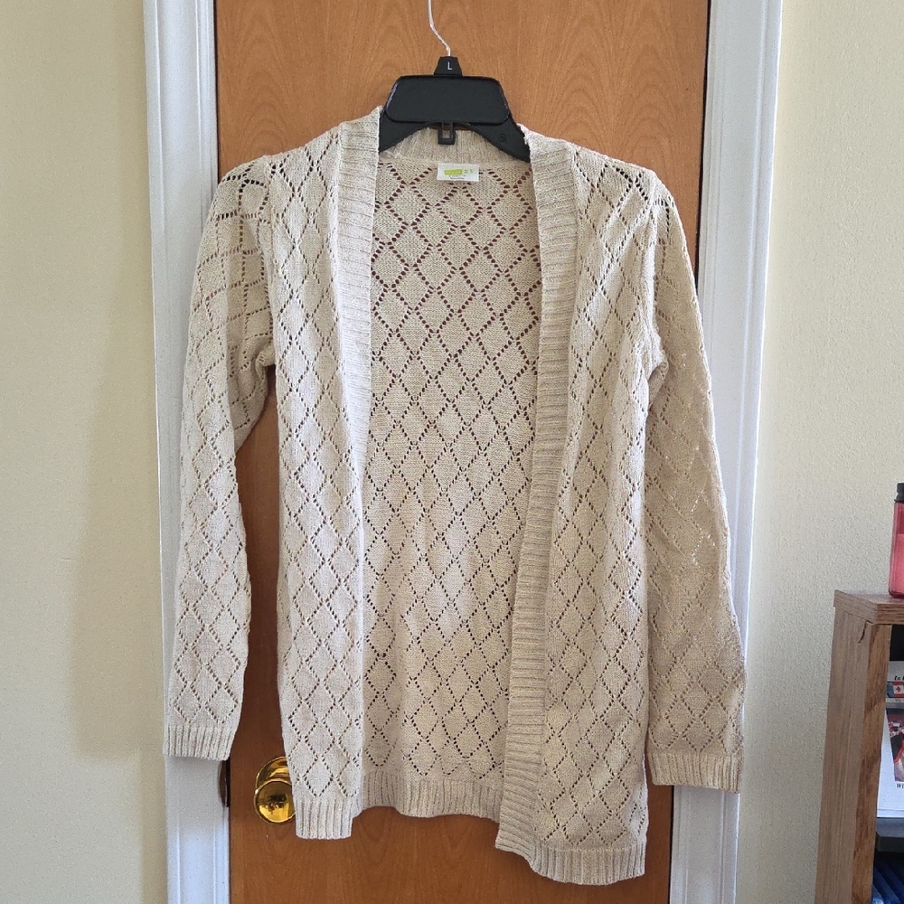 Kids Girls Cream Open-Front Sweater Cardigan L (10-12)